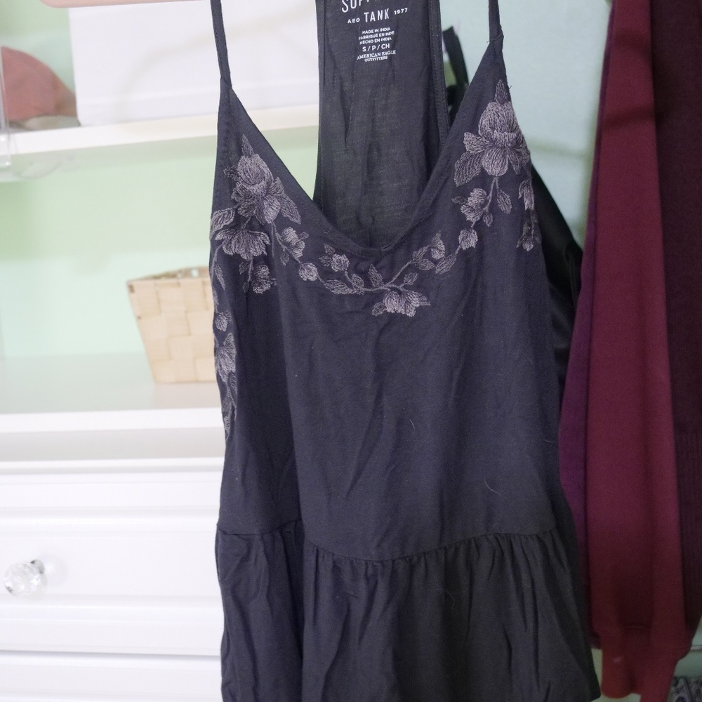 AEO Embroidered Peplum Racerback Top